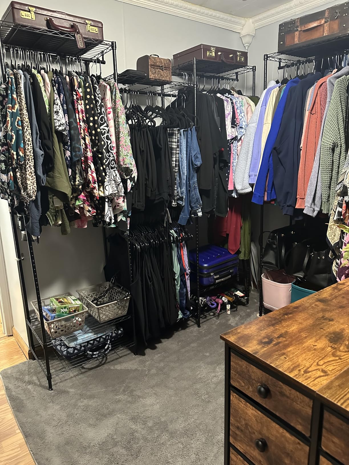 VIPEK V5 Medium Portable Closet Wardrobe Heavy Duty Clothes Rack, Freestanding Closet Metal Clothing Rack with 4 Hang Rods & 8 Shelves, Adjustable Custom Closet Rack, 56.7