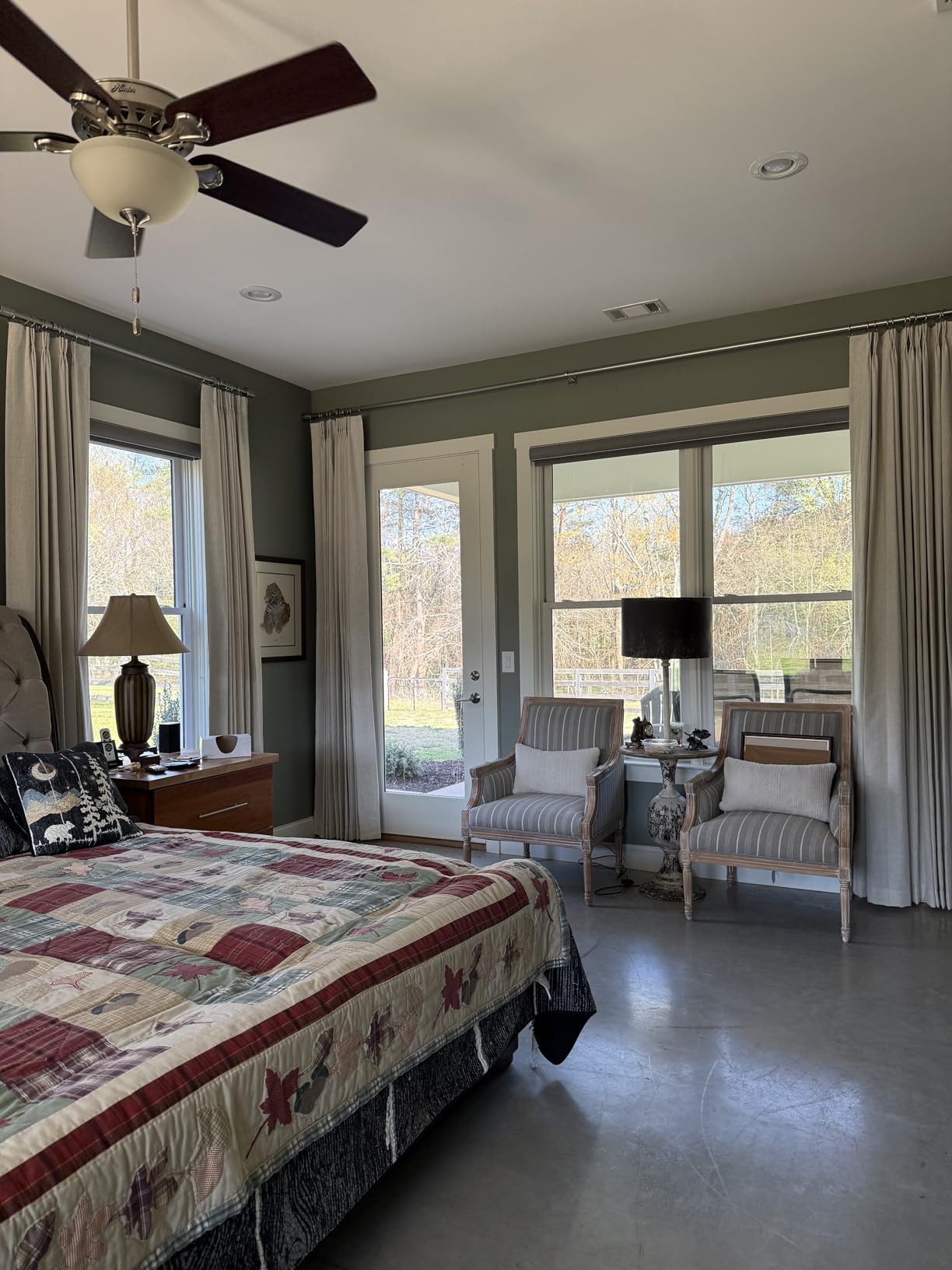 Vision Home Natural Full Blackout Curtains Linen Blended Darkening Window Curtains 84 inch for Living Room Bedroom Thermal Insulated Pinch Pleat Drapes with Hooks 2 Panel 40