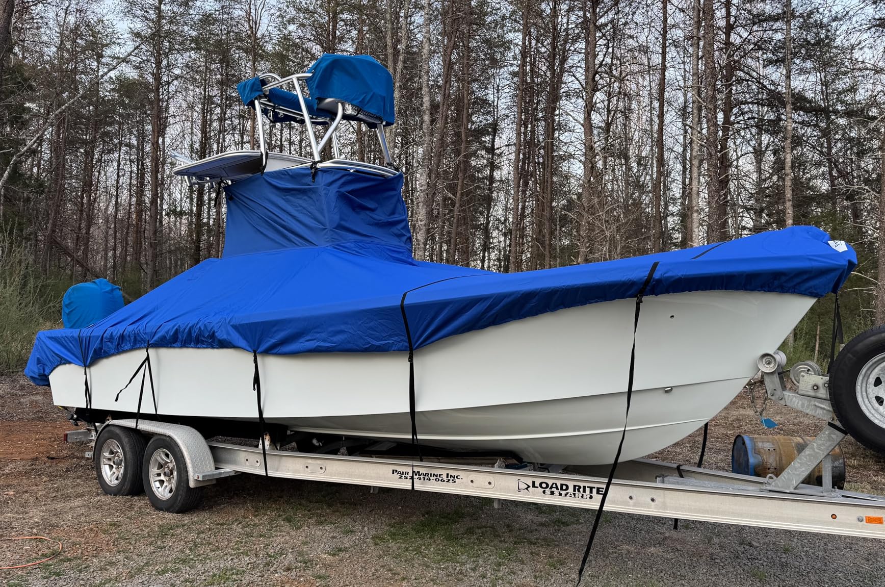 RVMasking Upgraded 1200D T-Top Boat Cover 100% Waterproof Heavy Duty Tear-Resistant Polyester with Motor Cover for Center Console Boat with T TOP Roof, 17'-19' Long Beam Width up to 102