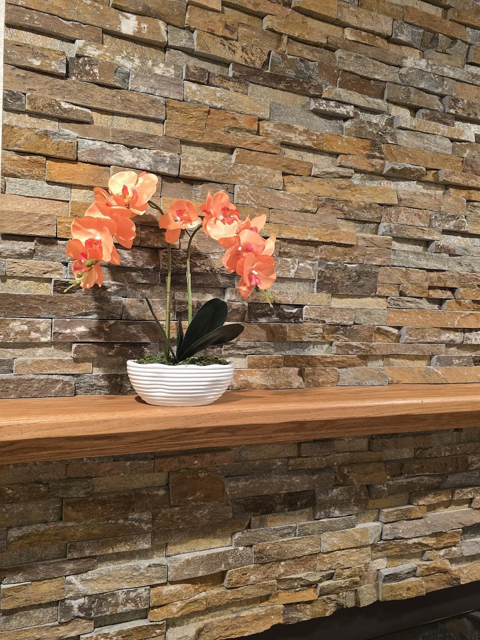 Large Artificial Potted Orchid Plant, Silk Flower Arrangement with Ceramics Vase, Dark Purple customer photo 1