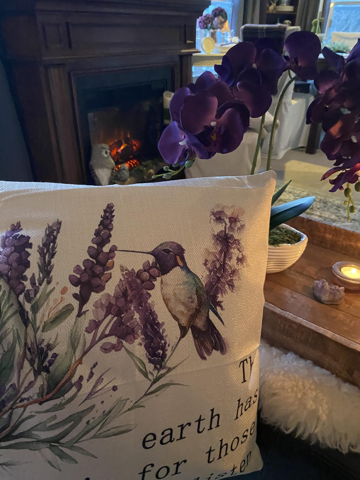 Large Artificial Potted Orchid Plant, Silk Flower Arrangement with Ceramics Vase, Dark Purple customer photo 2