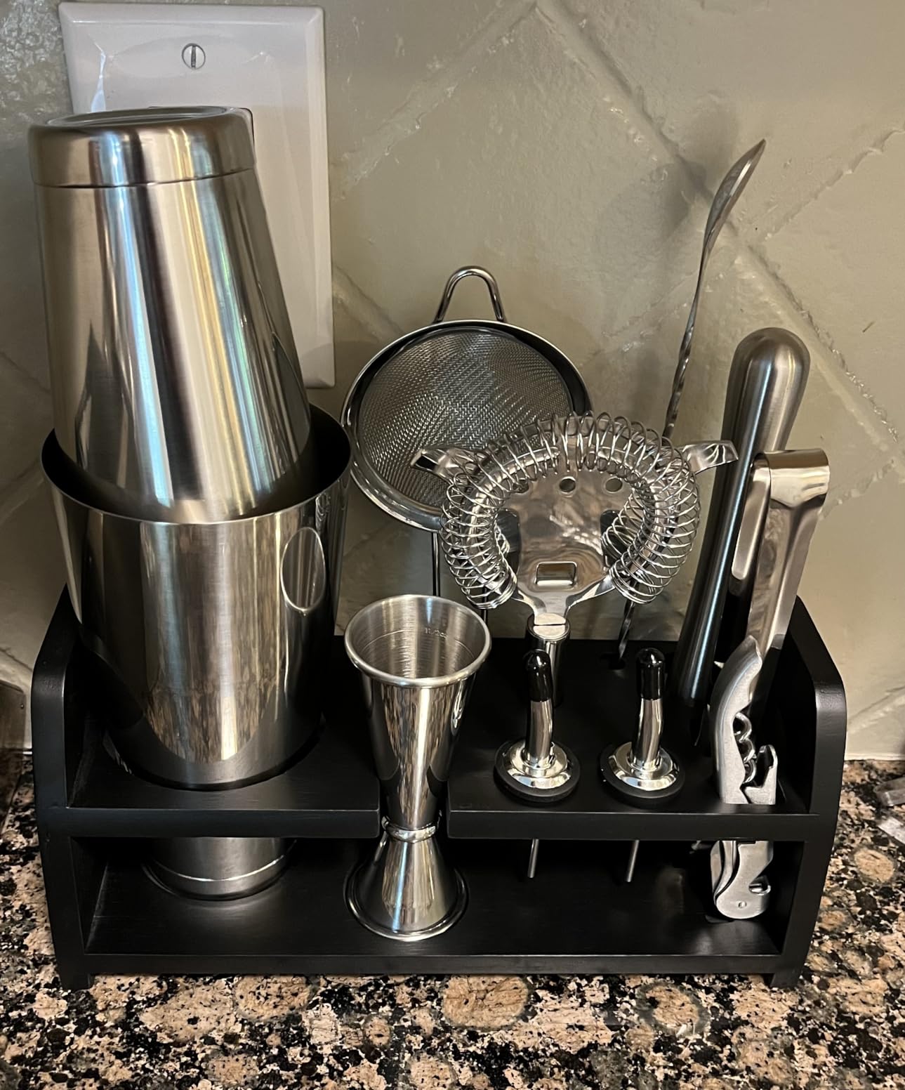 Cocktail Shaker Set, 26-Piece Premium Mixology Bartender Kit - 18/8 Stainless Steel Bar Set with Bamboo Stand - Includes Mixing Tin, Hawthorne & Mesh Strainer - Professional Gift for Men customer photo 2