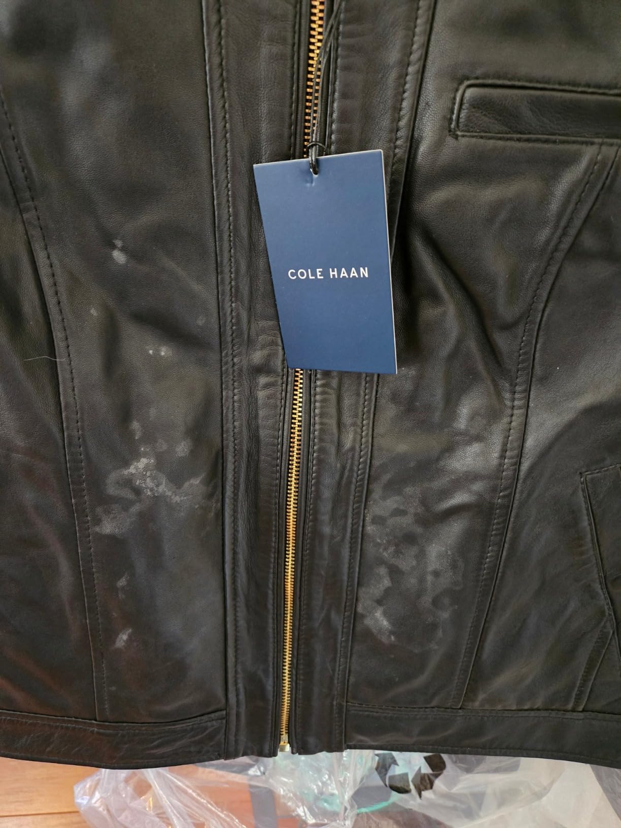 Cole Haan Women's Zip Front Fully Lined Leather Coat customer photo 1