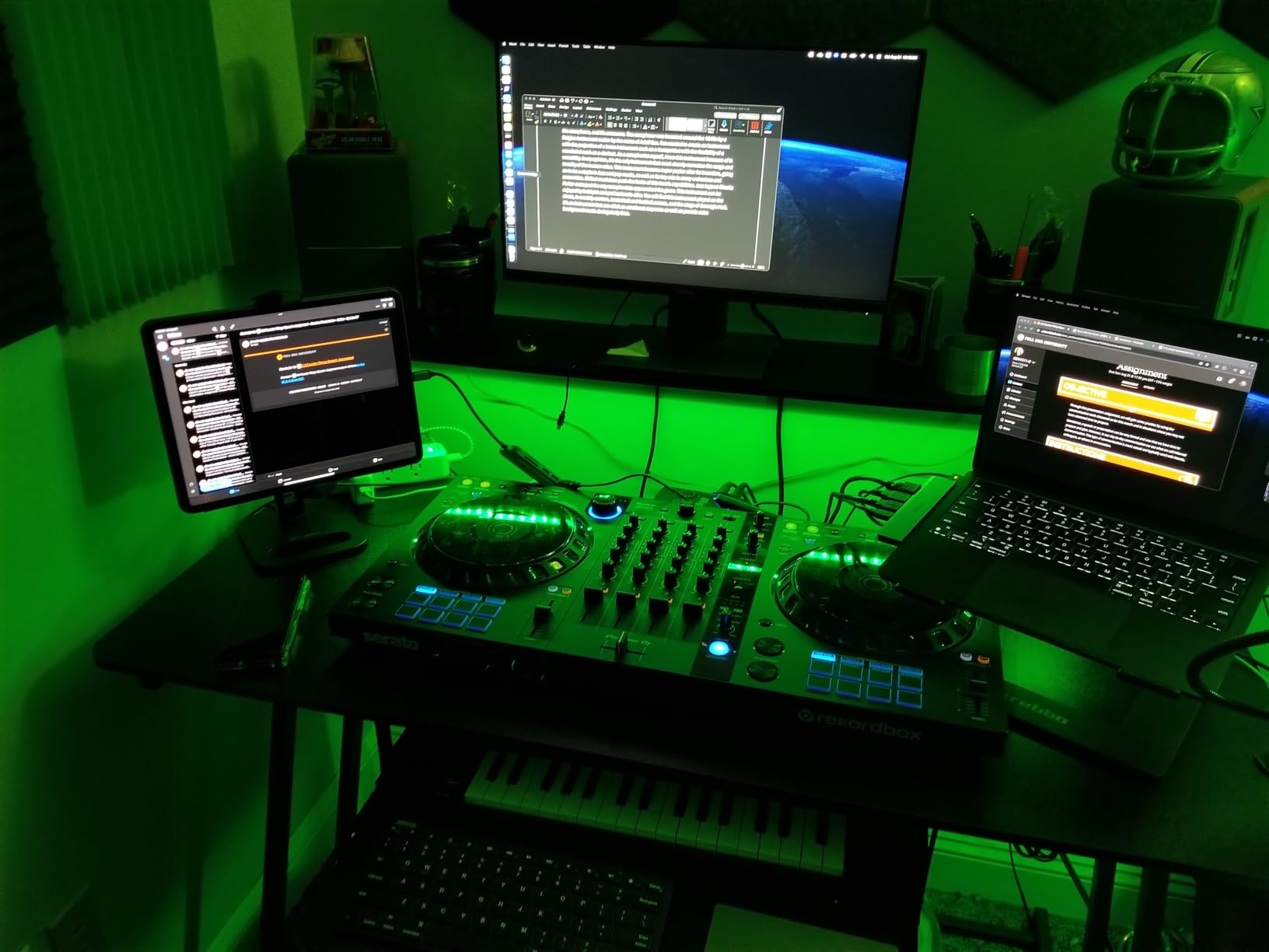 Armocity Music Studio Desk, Music Production Workstation with Power Outlets, Recording Studio Table Desks Music Producer for Home, Black (47