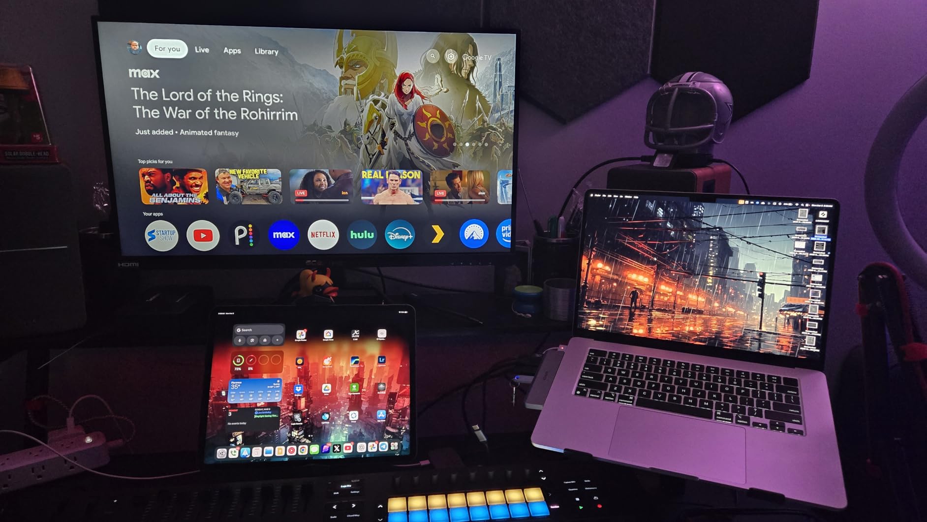 Armocity Music Studio Desk, Music Production Workstation with Power Outlets, Recording Studio Table Desks Music Producer for Home, Black (47