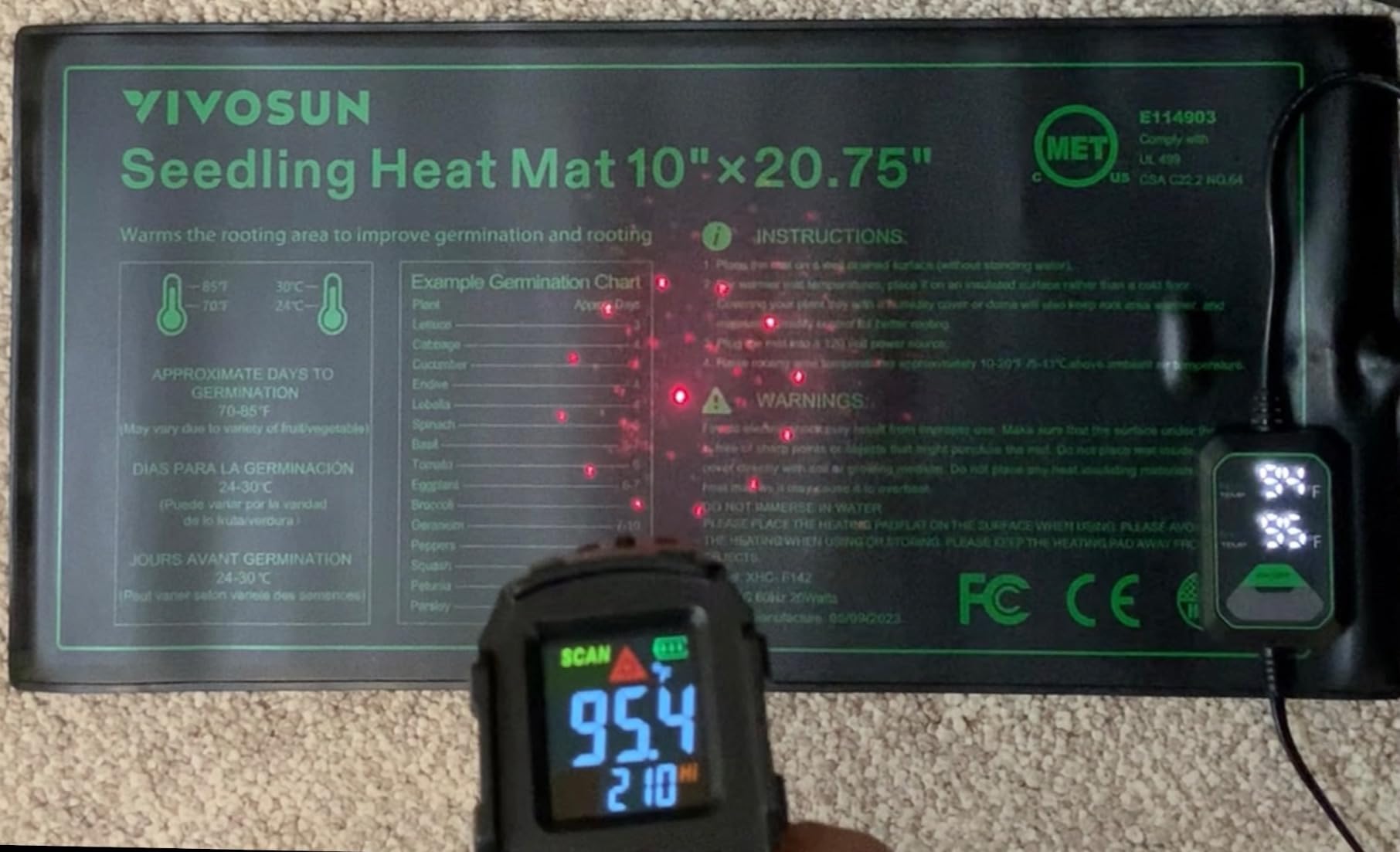 VIVOSUN 1-Pack 40-Cell Seed Starter Trays with 1 Set of LED Lights and 10