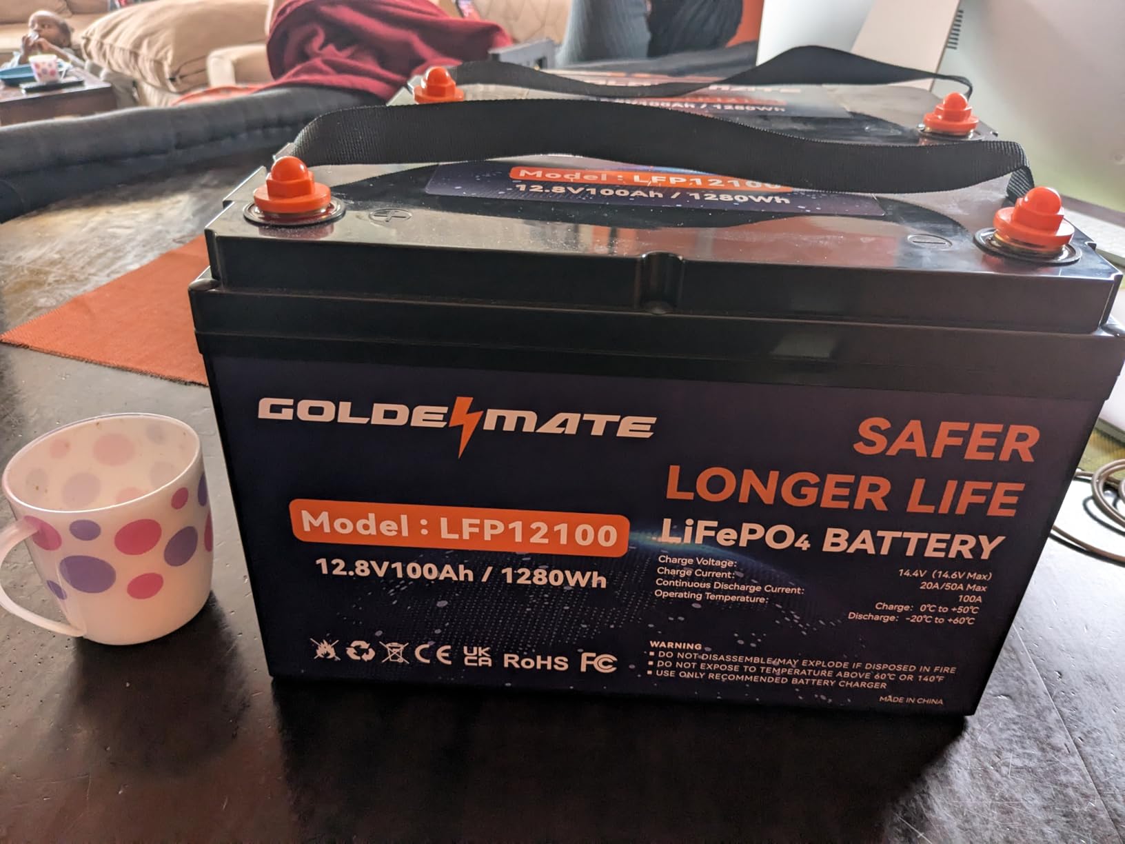 GOLDENMATE 12V 100Ah LiFePO4 Battery, Up to 15000 Deep Cycles Group 31 Lithium Battery, Built-in 100A BMS, Perfect for RV, Solar, Camping, Marine, Trolling Motor and Off-Grid Applications customer photo 2