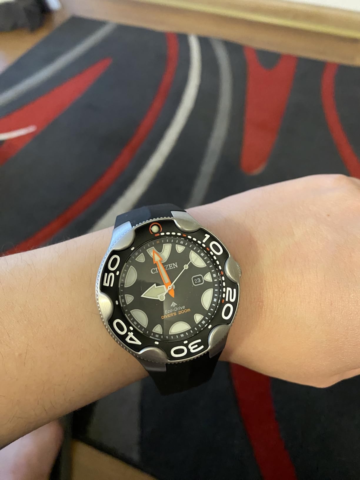 Citizen Promaster Dive Eco Drive Orca Watch, Stainless Steel Case, Black Polyurethane Strap, 3 Hand, ISO Compliant (Model: BN0230-04E) customer photo 1
