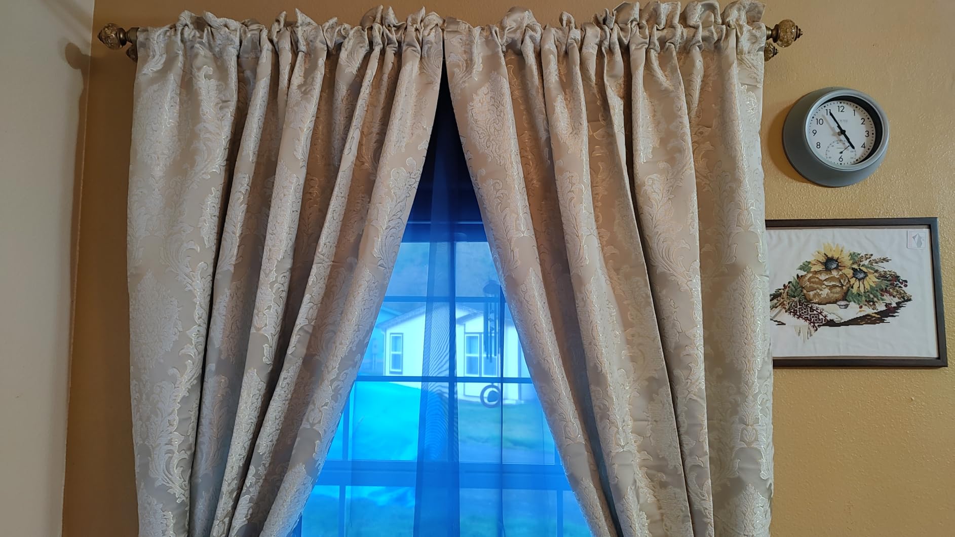 Loom and Mill Luxury Jacquard Curtains for Bedroom, Classic Antique Lined Damask Curtains 2 Panels with Tiebacks, Bronze Gold Window Curtain for Living Room Holiday Banquet Decor customer photo 2