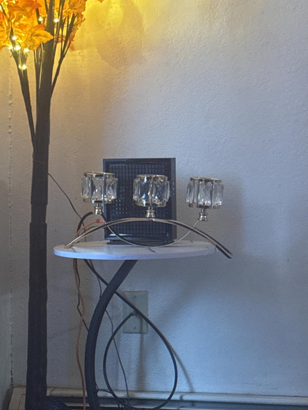 3 Arms Crystal Bowl Tealight Candelabra Votive Candle Stand, Wedding centerpieces for Tables Crystal Candlestick, Centerpiece Table Decorations (Set of Silver) customer photo 2