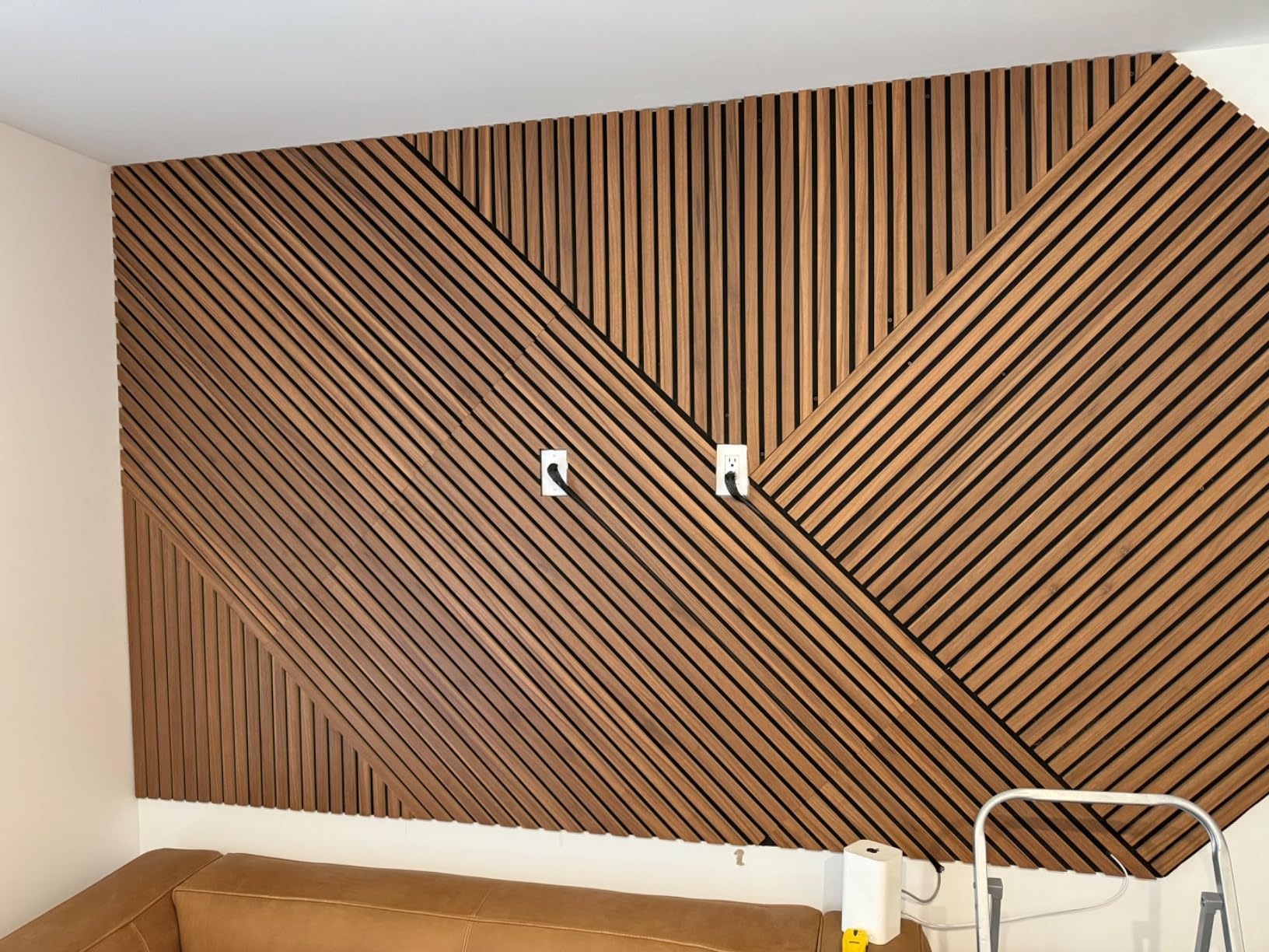 Art3d 2 Wood Slat Acoustic Panels for Wall and Ceiling - 3D Fluted Sound Absorbing Panel with Wood Finish - Walnut customer photo 1