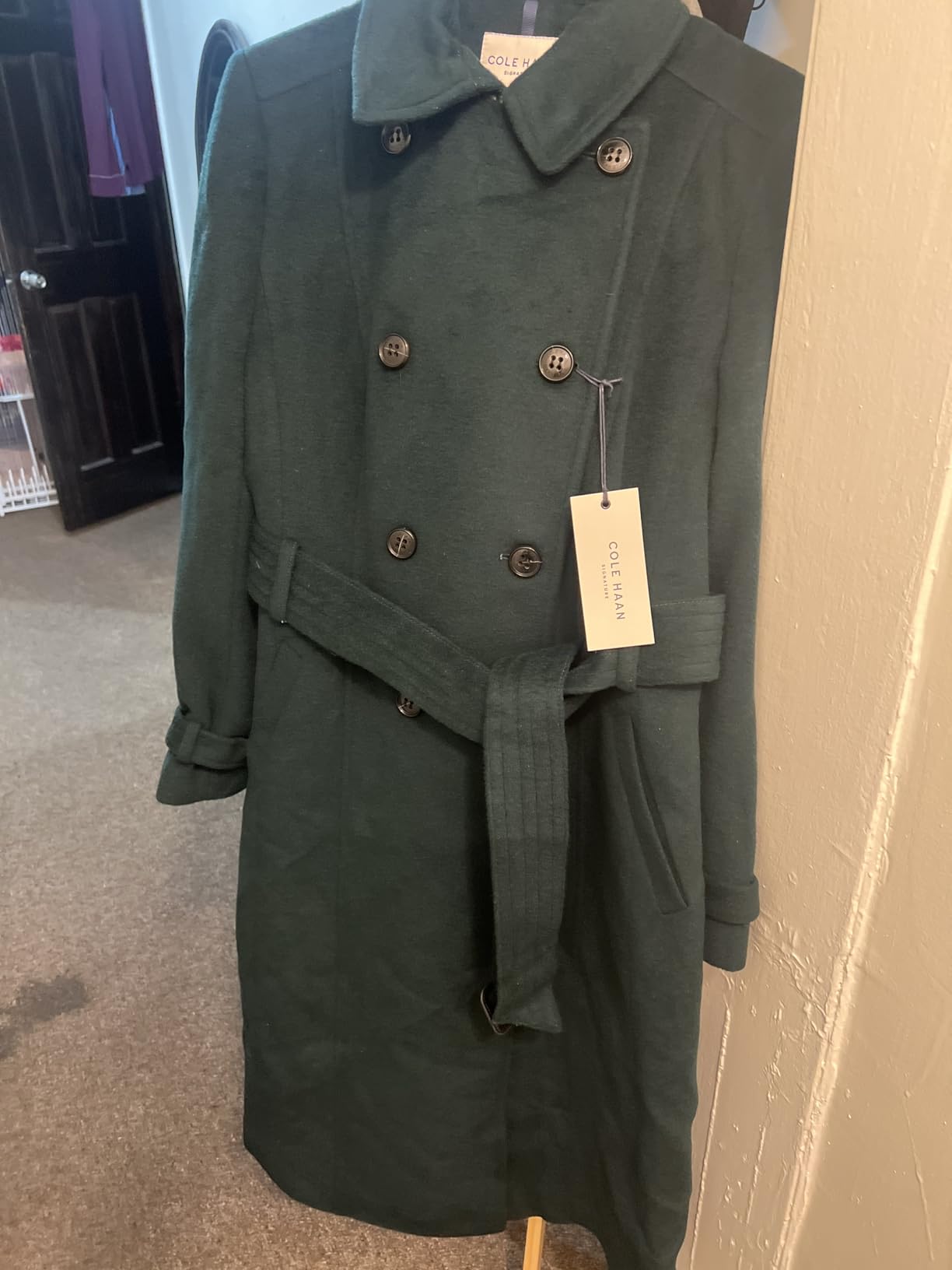 Cole Haan Women's Signature Slick Wool Blend Trench Coat customer photo 2