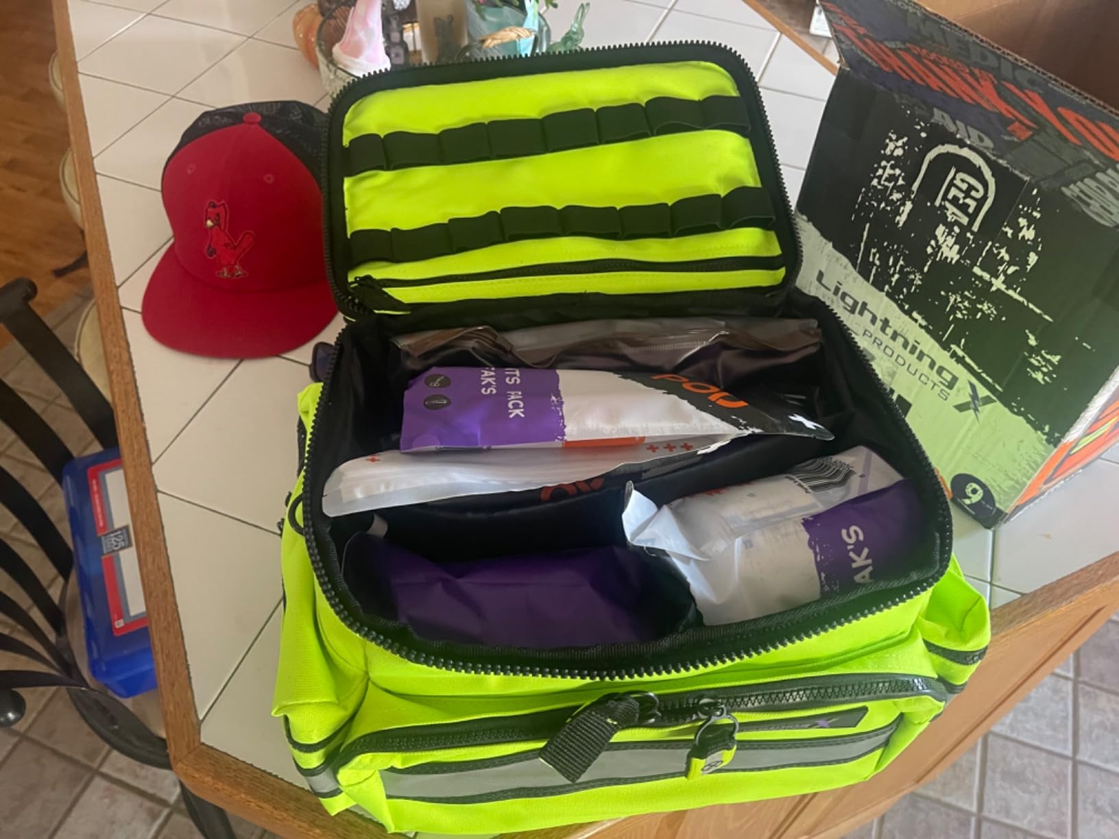 Lightning X Mid-Sized First Responder EMT Bag | LXMB25 | Fully Stocked w/ 240+ First Aid, EMS & Trauma Supplies - RED customer photo 1