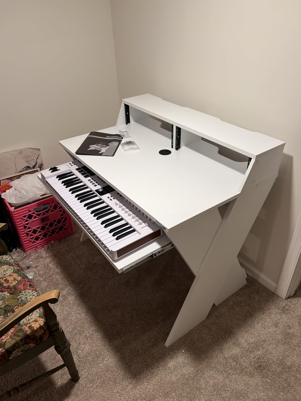 Glorious Sound Desk Compact Professional Studio Workstation with Pull-out Keyboard Compartment (Black) customer photo 1