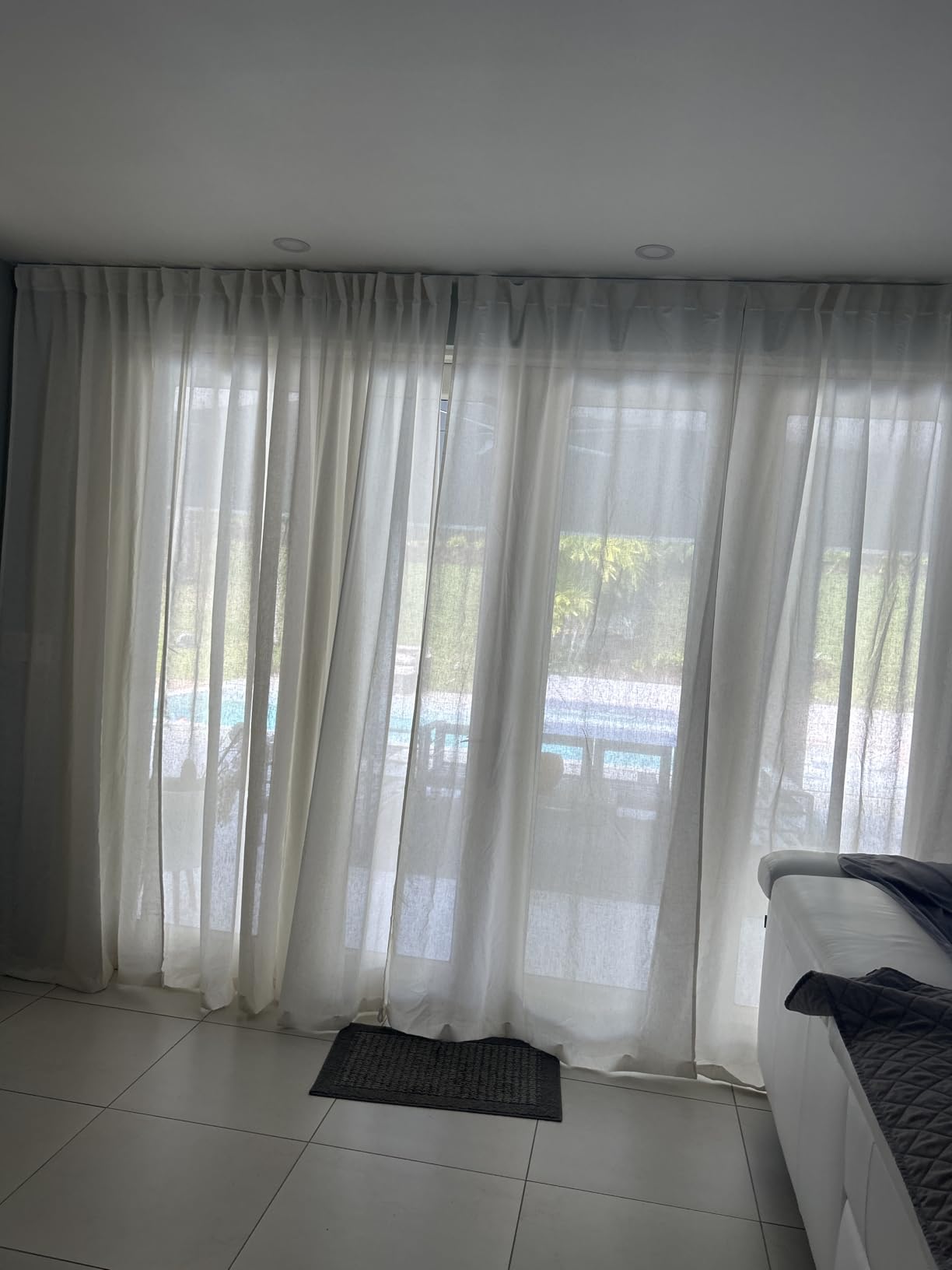 XTMYI 108 Inch Linen Curtains, Extra Long Ceiling Curtain for Track System with Hooks, Sheer Light Filitering 9FT 9 FT Curtains for Living Room Bedroom, Set of 2 Panel, Cream customer photo 1