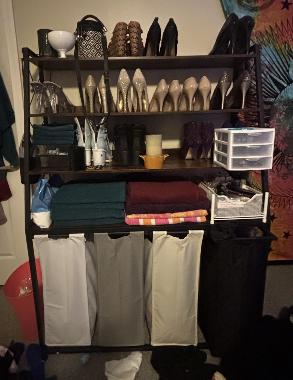 Laundry Basket, 3 Section Laundry Hamper with 4 Tiers Shelf, Pull-Out and Removable Laundry Bags, Large 3 x 15.87 Gallons customer photo 1