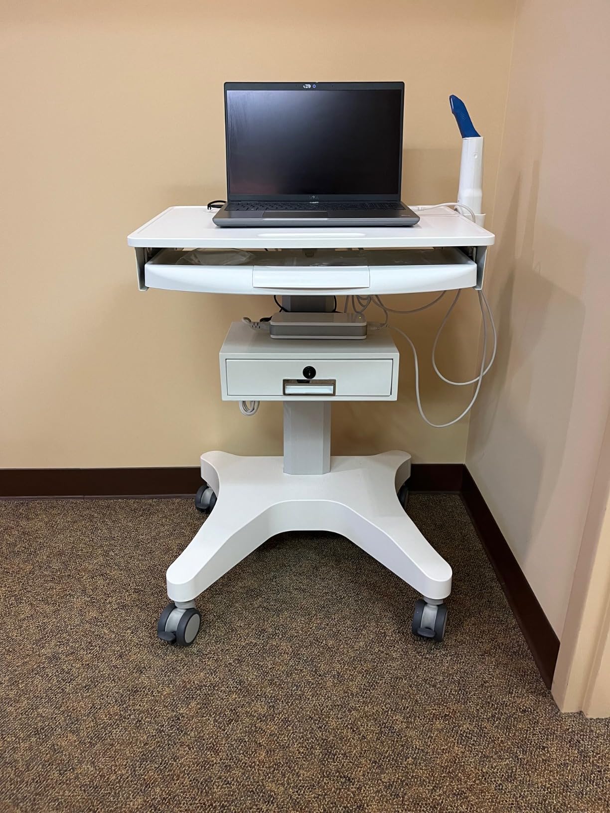 Medical Trolley Cart with Laptop Tray and Oral Scanner Holder, Mobile Workstation on Wheels with a Drawer for Hospital Dental Clinics Beauty Salons (OC-3) customer photo 1