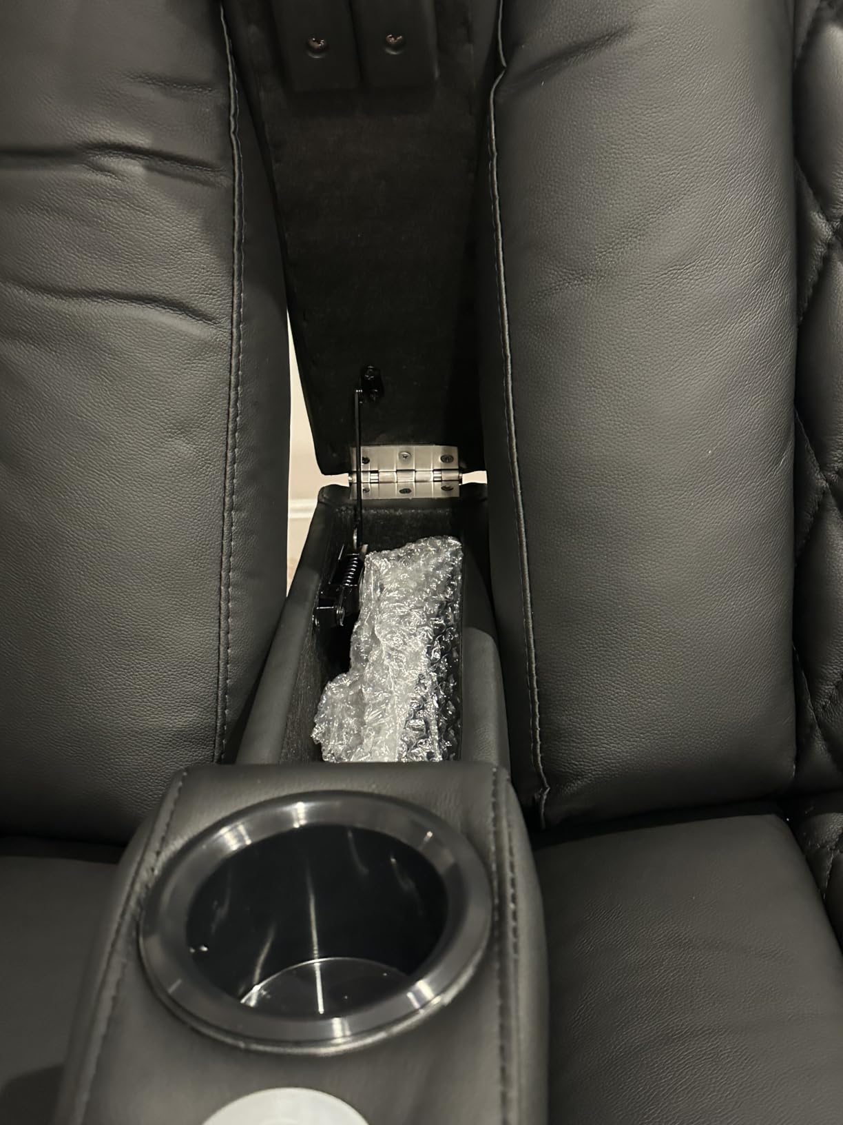 Weilianda Home Theater Seating Top Grain Leather Zero Gravity Recliner Chair Power Headrest Recline Movie Seat Gaming 7 Colors Mood Light Sofa with Tray Table USB Charge Row of 3 Black customer photo 8