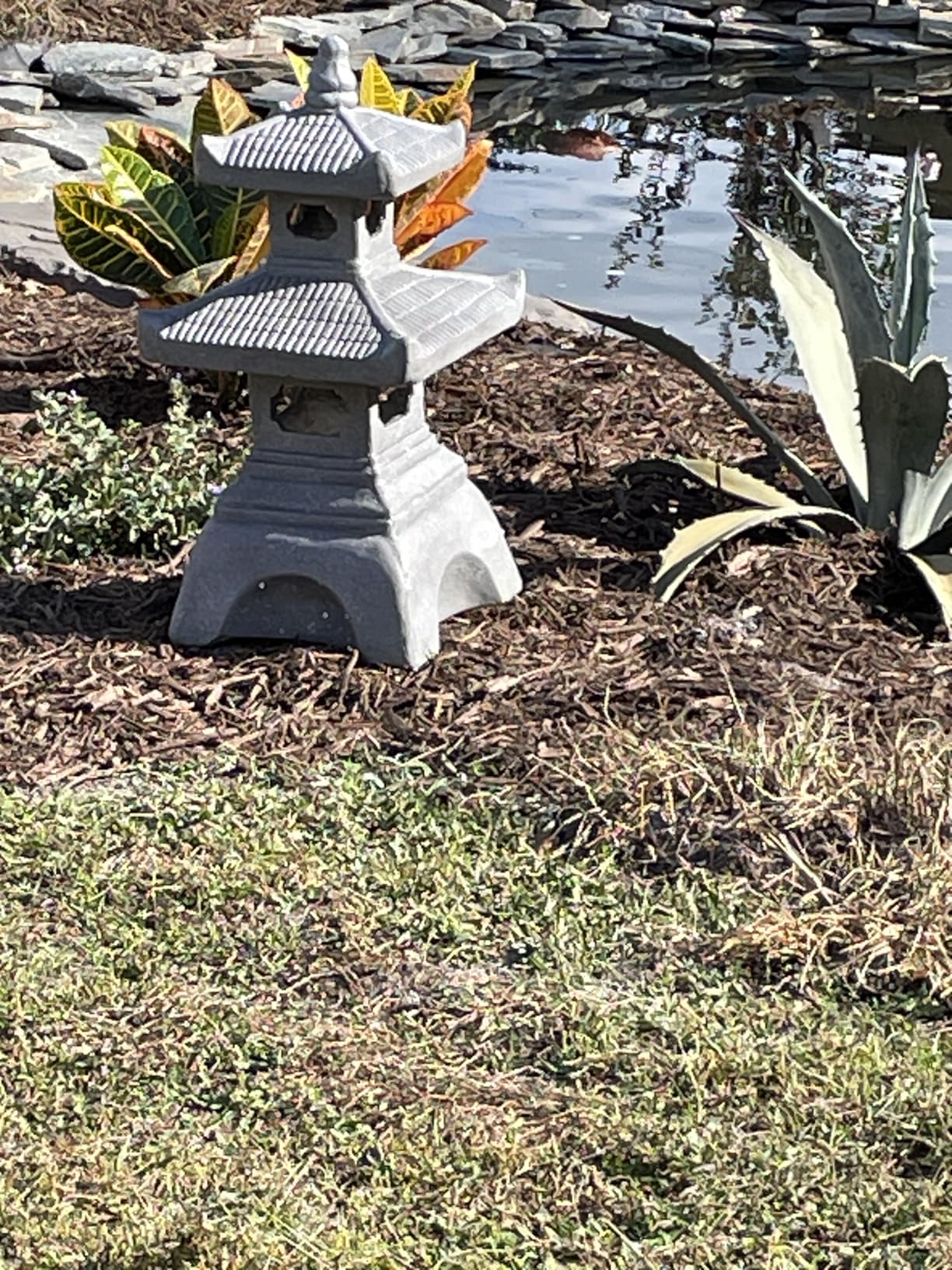 Galt International 2 Tier Pagoda Garden Statue LED Solar Powered Light 26