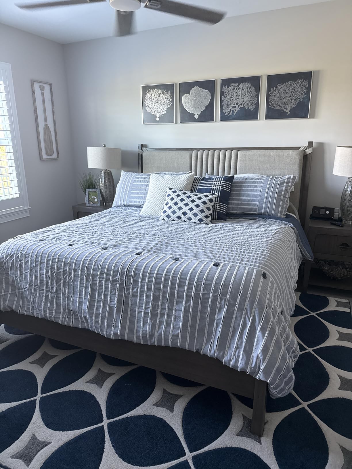 Madison Park King Comforter Set Clipped Jacquard Stripes with Buttons Boho Comforter for a King-Size Bed, Cotton Oversized Comforters with Removable Cover Boho Bedding, King Ivory 9 Piece customer photo 1