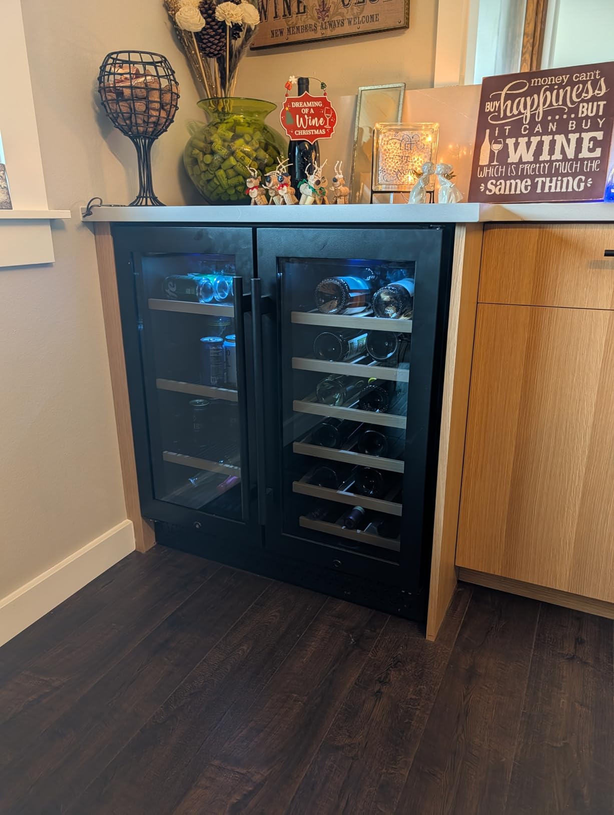 Tylza 30 Inch Wine and Beverage Refrigerator, Dual Zone Wine Beverage Cooler 30