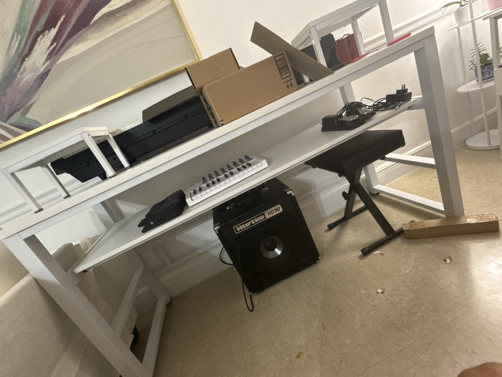 Music Studio Recording Desk with 1 Piano Keyboard Tray, Music Production Workstation, Home Office Furniture Wooden Table (Black Board + Black Frame, 63 inches) customer photo 1