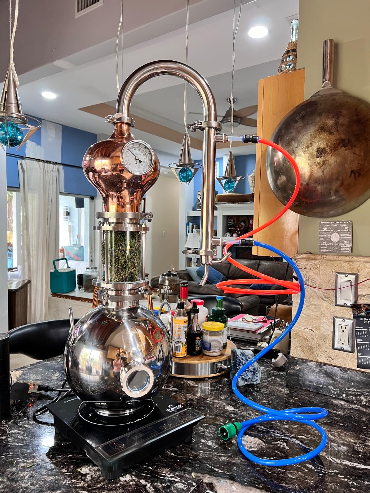 HOOLOO D15 Distiller Still for Home Use Kit 304 Stainless Steel Making Kit with Thermometer Hydrosol Essential Oil Alcohol Brandy Vodka 4Gal (D15-12Liters/3Gal -Direct fire Heating) customer photo 1