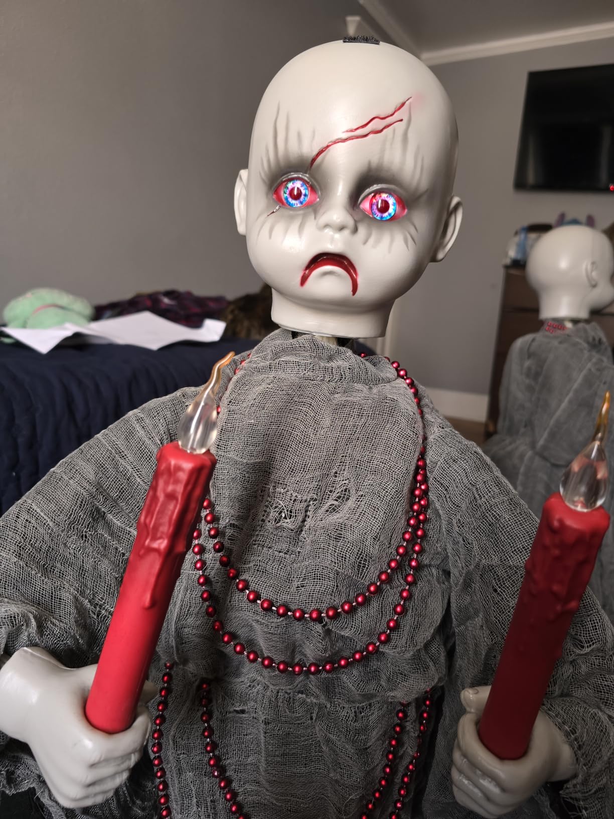 Spirit Halloween 3.5 Ft Grave Watcher Animatronic | Decorations | Animated | Light Up LEDs | Arm and Head Motions customer photo 1