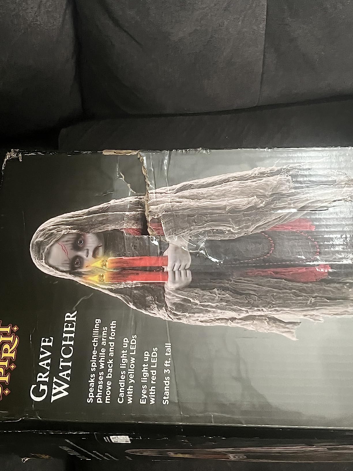 Spirit Halloween 3.5 Ft Grave Watcher Animatronic | Decorations | Animated | Light Up LEDs | Arm and Head Motions customer photo 2
