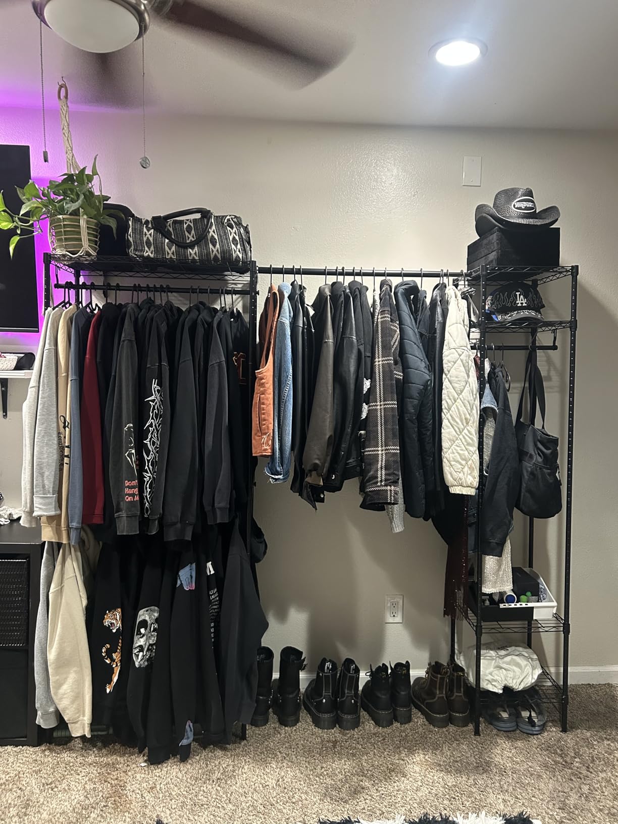 Ulif E10 Clothes Rack (With Stretchable Hanger Rod) Freestanding Clothing Racks for Hanging Clothes, Adjustable Closet Organizer System, Portable Garment Rack 73-97