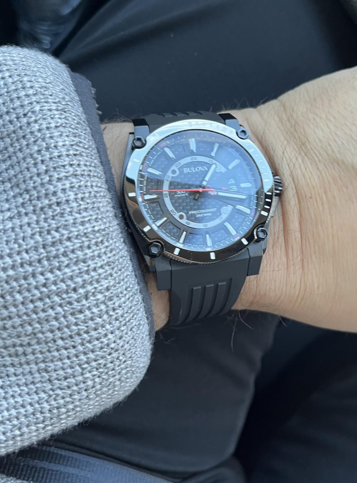 Bulova Men's Icon High Performance Quartz Chronograph Black Stainless Steel Watch with Polyurethane Strap, Black Dial Style: 98B417 customer photo 1