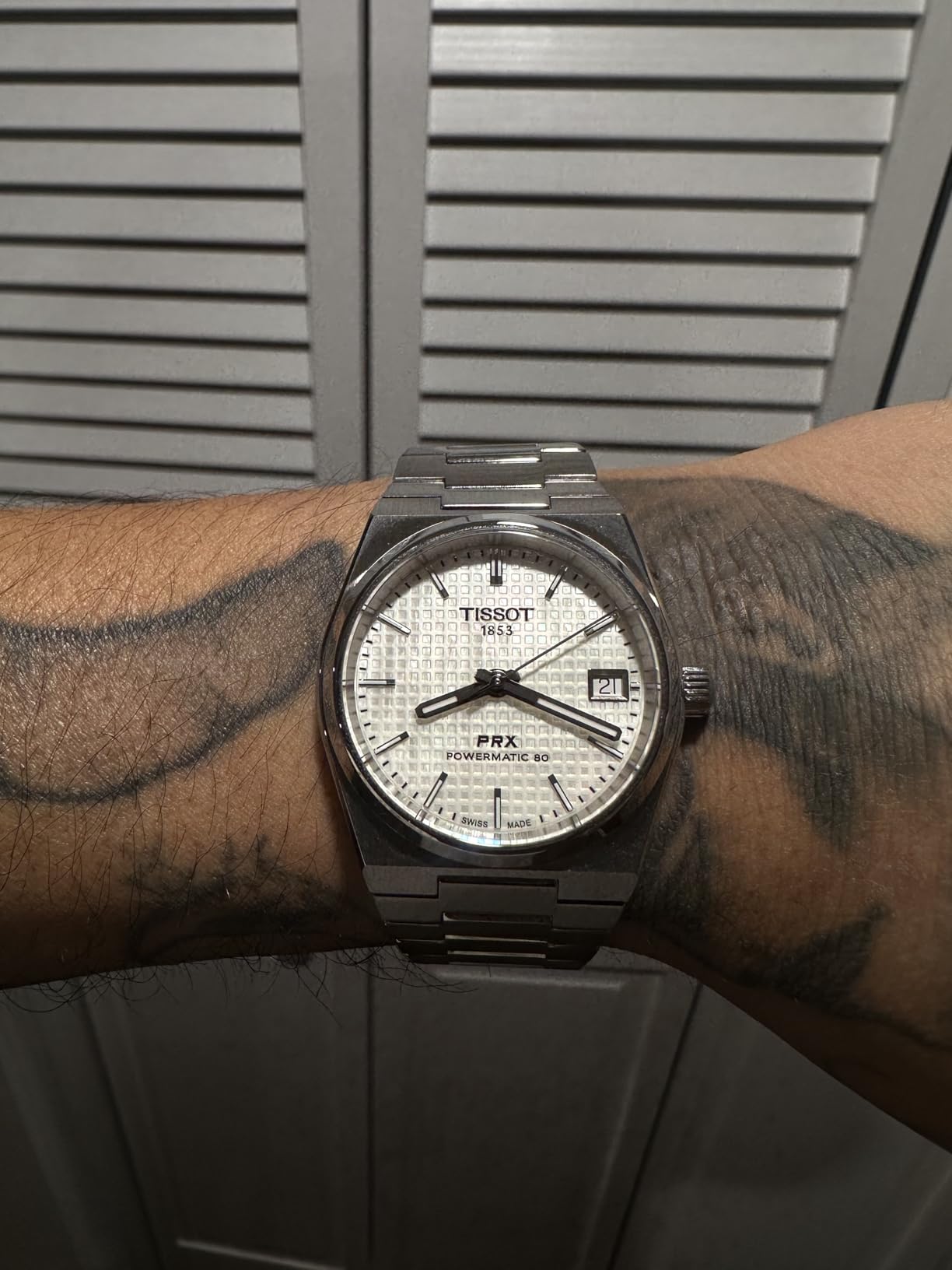 PRX Swiss Automatic Unisex Watch, Mother of Pearl Dial, Stainless Steel, 35 mm Case, T1372071111100 customer photo 1