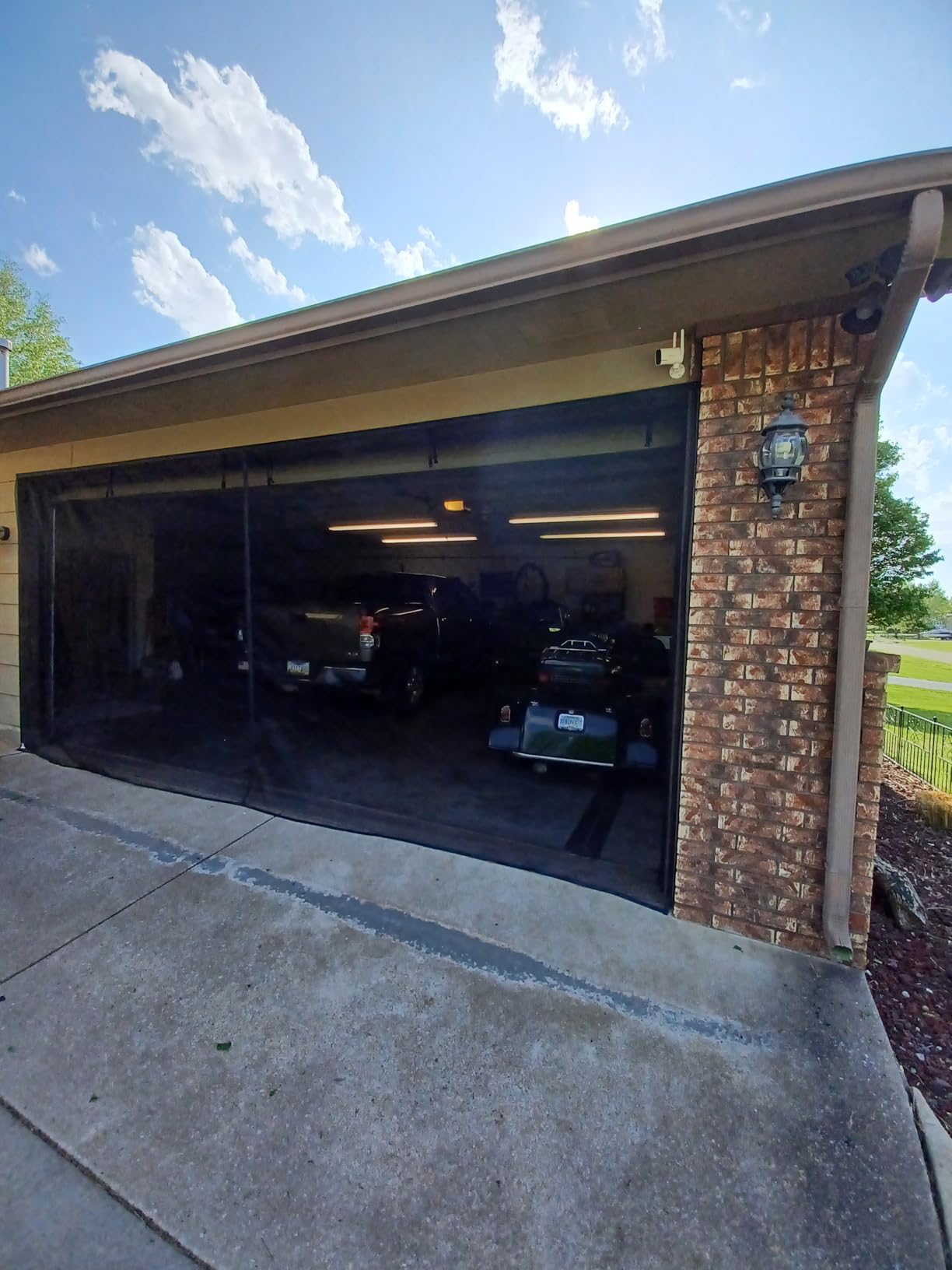 Garage Screen Doors for 2 car garage-16x8FT Fiberglass Durable Heavy Duty Magnetic Garage Door Screen Retractable Hands Free with 6 Roll Up Straps for Patio Workshop Home Gym Sun Room customer photo 1