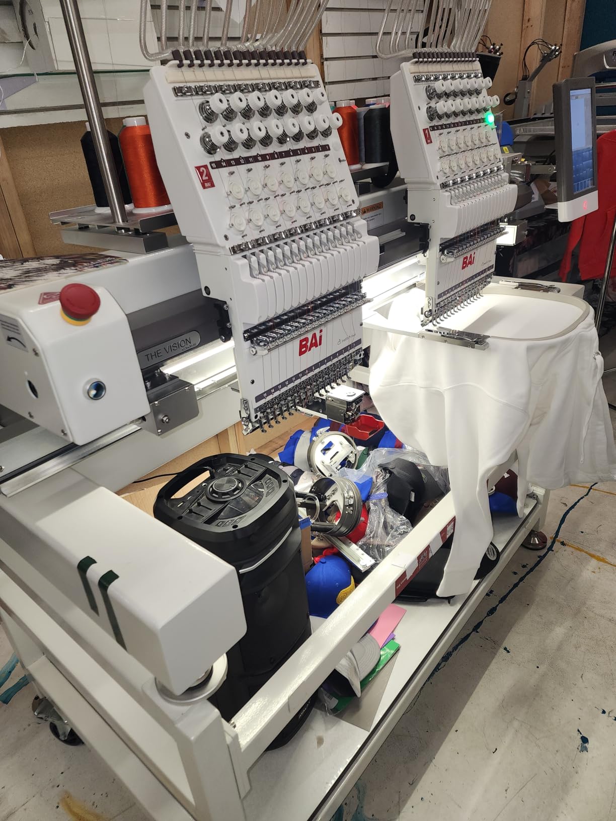 BAi The Vision 2 Head 20x16inch Commercial Embroidery Machine 15 Needle, True Stable 1200SPM, 10-Year Lifespan, Institch OS5 via Institch to Wi-Fi, Calculating Costs and Design Software for Business customer photo 2