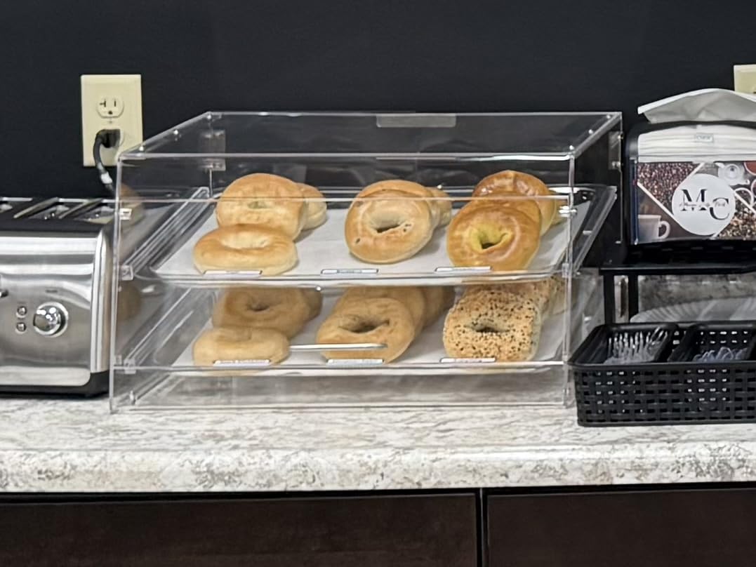 VEVOR Pastry Display Case, 2-Tier Commercial Countertop Bakery Display Case, Acrylic Display Box with Rear Door Access & Removable Shelves, Keep Fresh for Donut Bagels Cake Cookie, 20.7