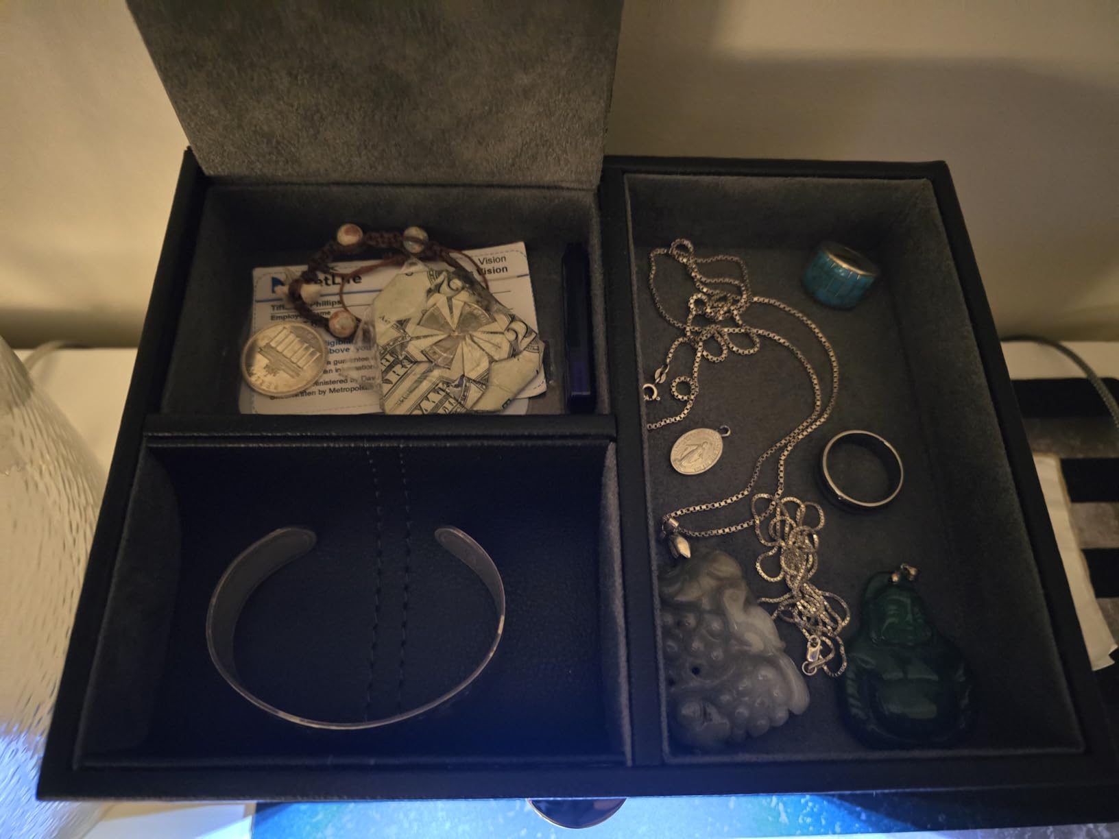 Mcbazel Automatic Double Watch Winder with Storage Box, Watch Winders for 2 Watches, Quiet Motor, LED Light, Adjustable Watch Pillows - Gray customer photo 1