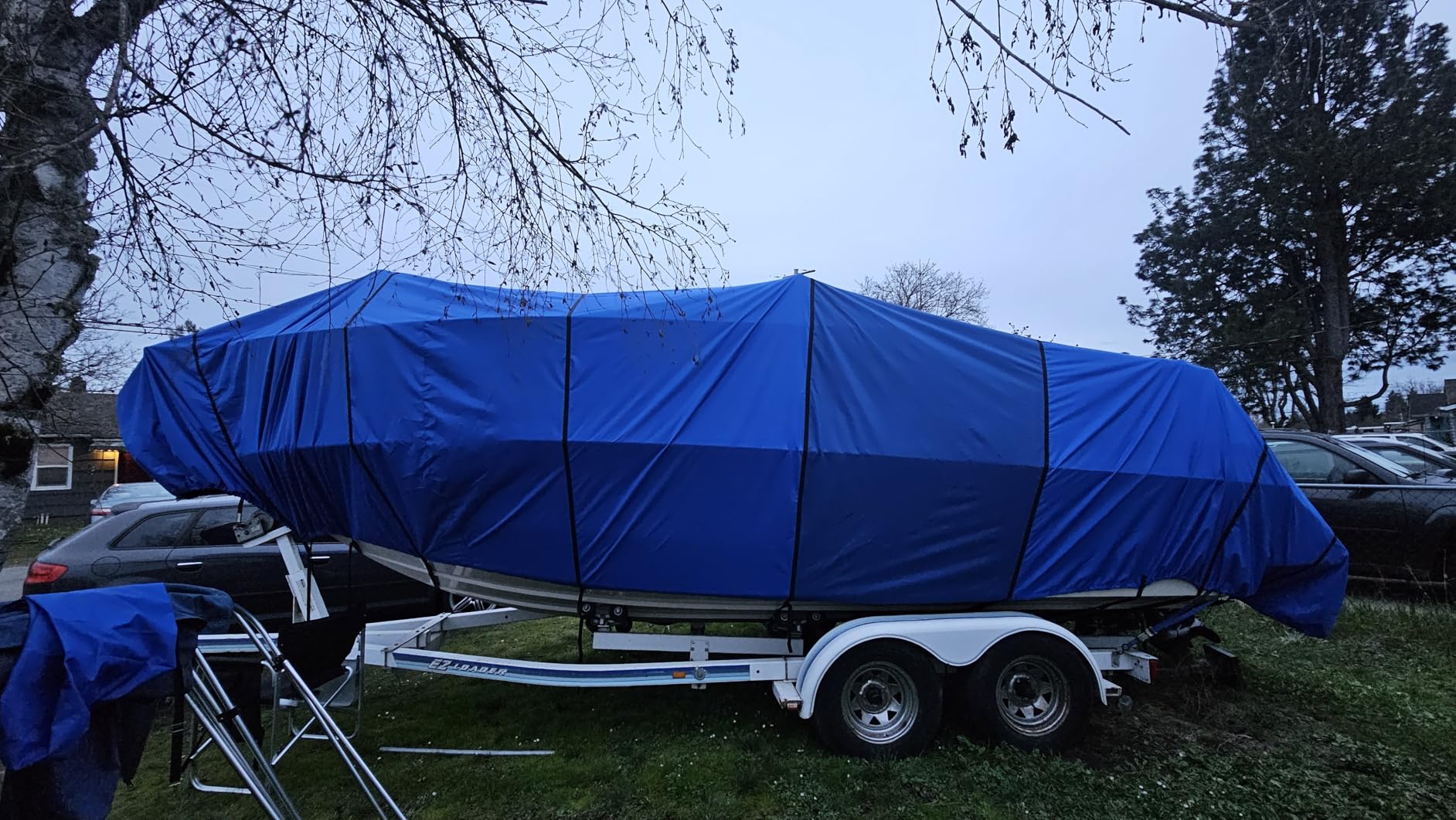 RVMasking Hard Top/T-Top Boat Cover, 1200D Partial Reinforced Waterproof Heavy Duty with Motor Cover for Center Console Boat with T TOP Roof, 24'-26' Long Beam Width up to 106