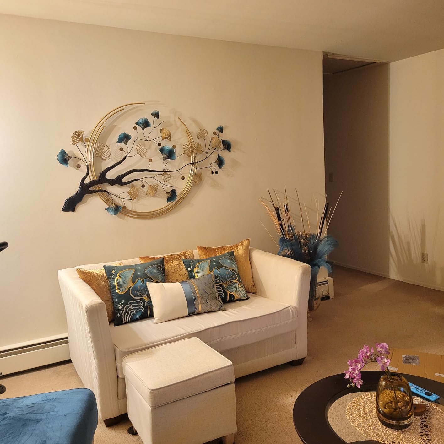 Babyieia 3D Ginkgo Leaf Metal Wall Art Decor for Living Room, 59