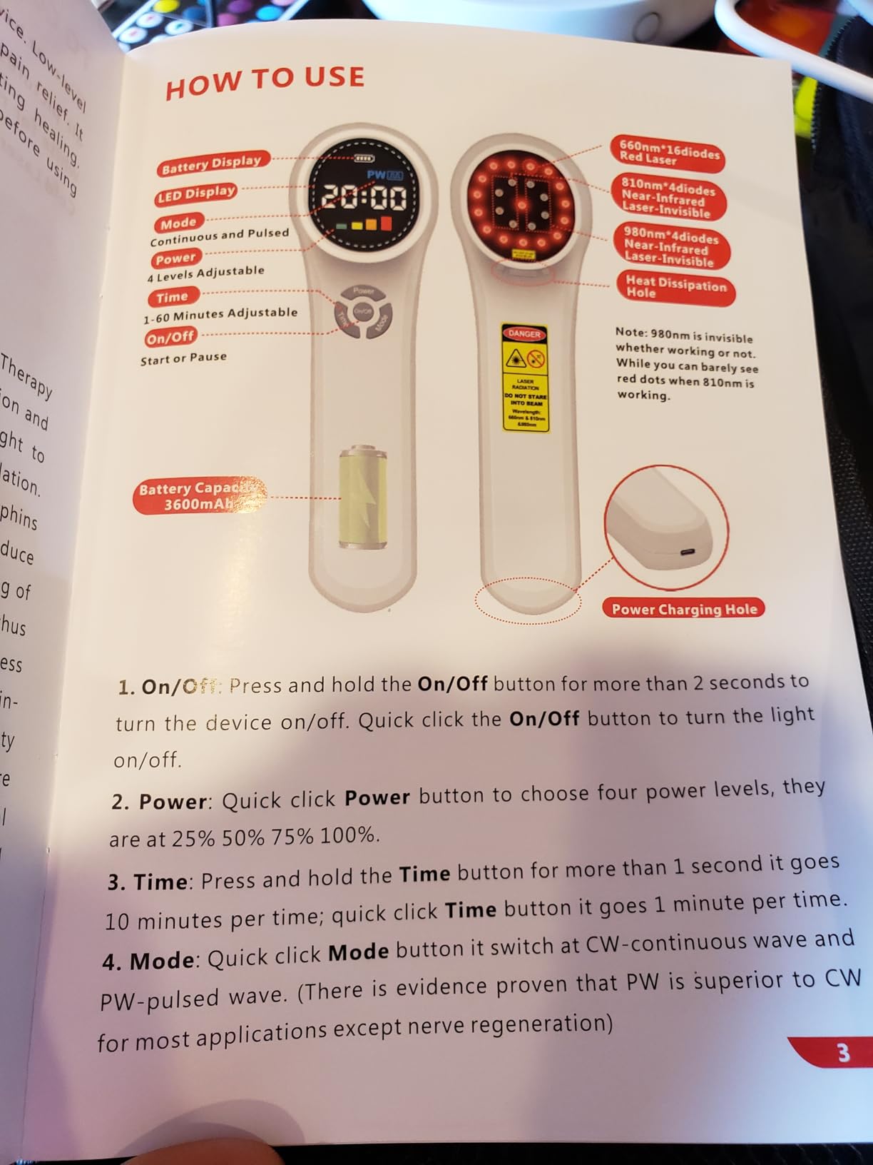 Cold Light Therapy Machine, 4x980nm+4x810nm+16x660nm, Red Light Therapy Device at Home, Infra Red Light Therapy for Pain, Hand Held Red Light Therapy Device for Elbows, Knees, Shoulders, Hands customer photo 2