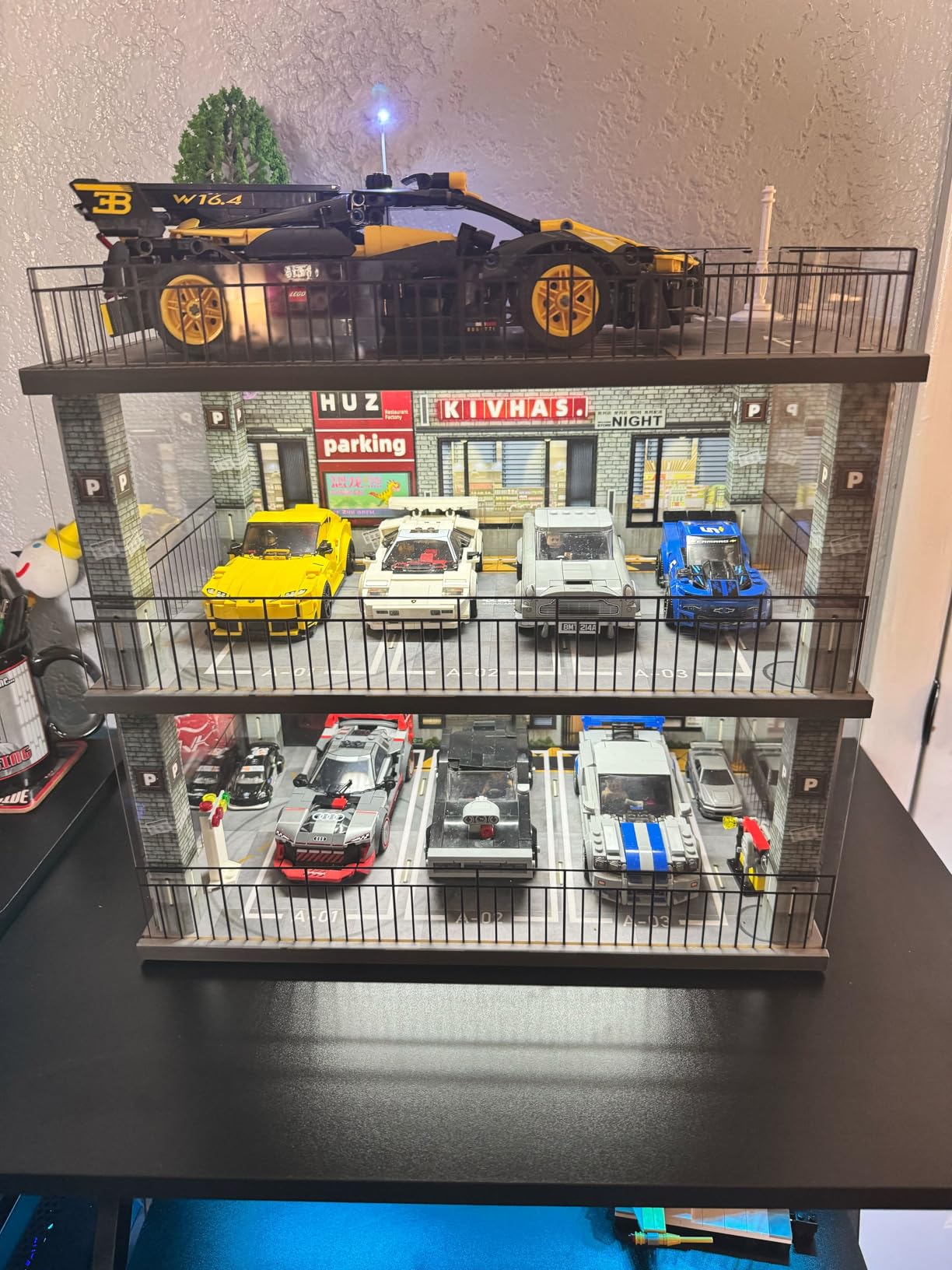 1:24 Scale Diecast Model Car Display Case Cabinet with USB Lights and Acrylic Cover, Diorama Garage for Sport Cars and Lego Speed Champions Car Collectibles customer photo 1