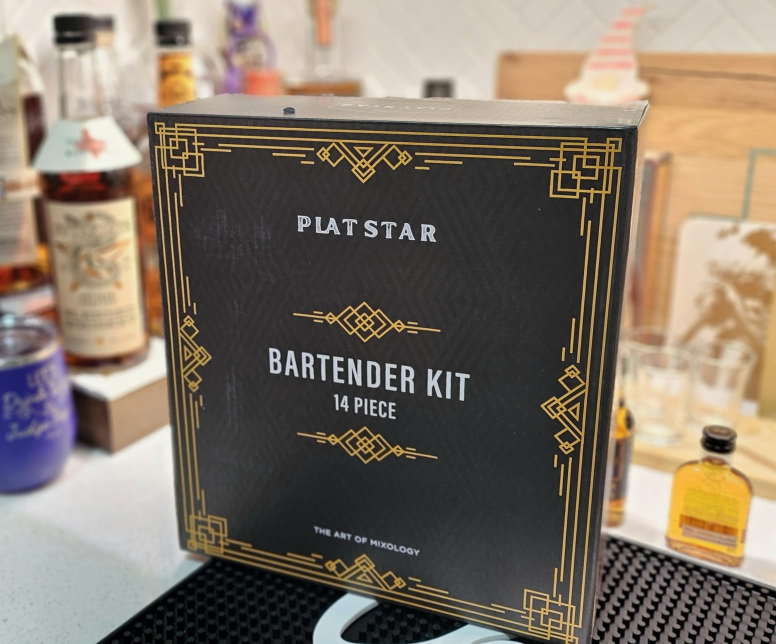 Mixology Bartender Kit with Stand, Home Bar Set Cocktail Shakers Bartending Kit, Bar Tools Boston Shaker Set, Professional Drink Mixing Martini Making Barware with Recipe Book customer photo 2