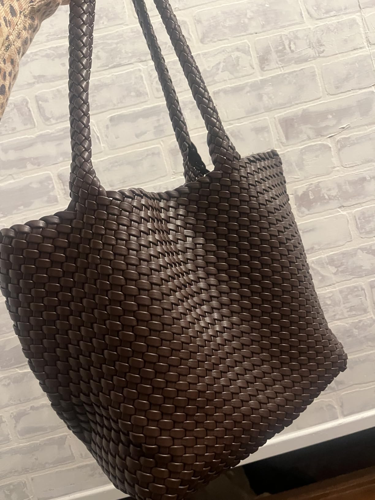 BOYATU Woven Tote Bag for Women: Vegan Leather Purse with 1 Zipper Clutch - Handwoven Tote for Travel Vacation Beach Weekend customer photo 2