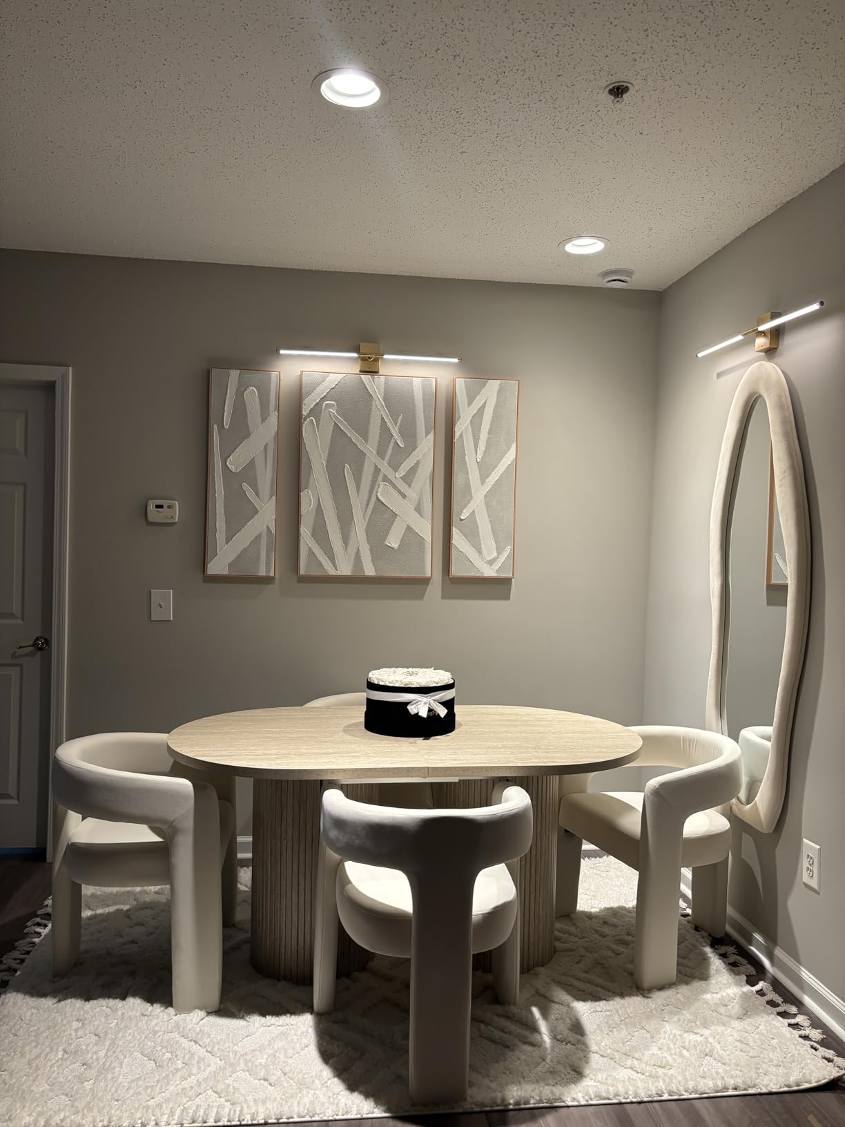 Framed Neutral Abstract Wall-Art Painting - Large Abstract Canvas Wall Decor 3D Curve Illustrations Hand painting for Living Room, Bedroom, Office - 2 Piece 28 x 40 Inch, Ready to Hang customer photo 2