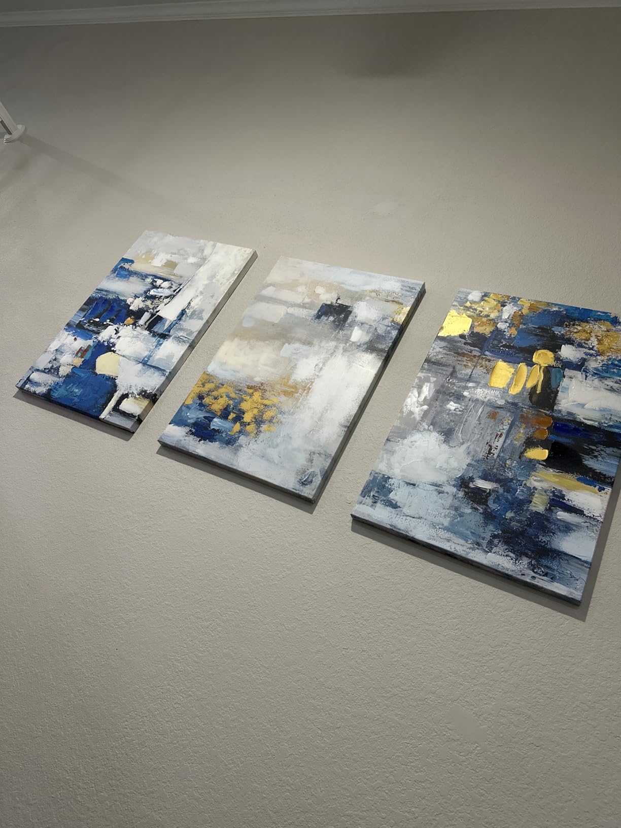 GIFTTWART Oversized Abstract Wall Art - Black White and Gold Canvas Painting with Textured Look for Living Room or Office Decoration customer photo 1