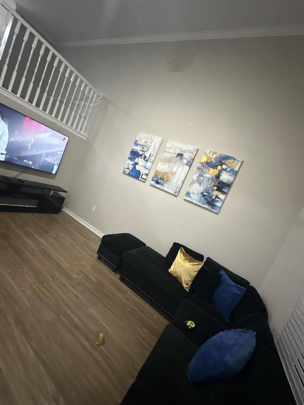 GIFTTWART Oversized Abstract Wall Art - Black White and Gold Canvas Painting with Textured Look for Living Room or Office Decoration customer photo 2