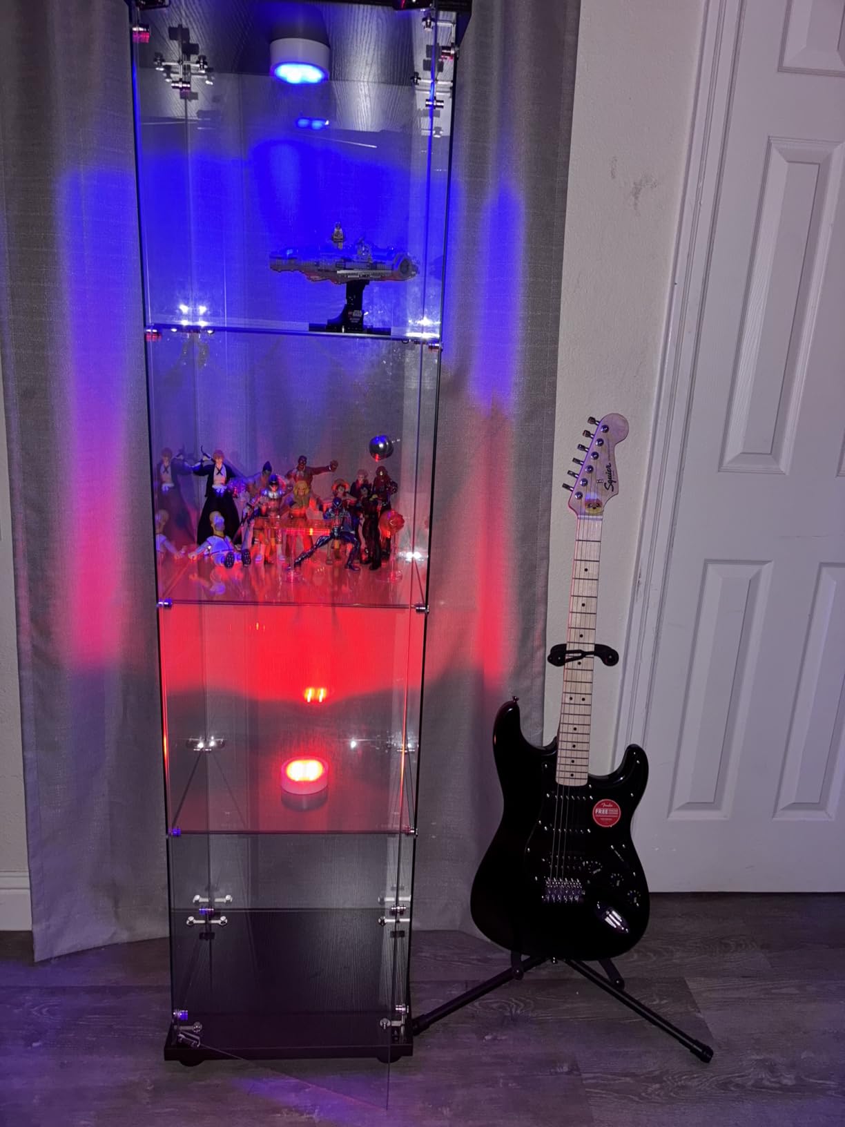 Frameless Glass Display Cabinet, Curio Cabinet with Lock and Glass Door, Floor Standing Showcase Display Shelf for Collectibles, Legos, Figures, Plants customer photo 2