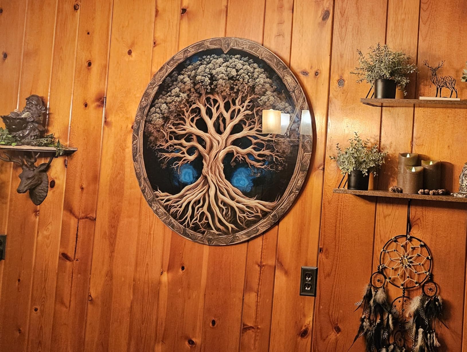 Venodeco Tree Of Life, Tempered Glass Wall Art, Abstract Wall Painting, Home Decor, Wall Hangings, Round Wall Art customer photo 1