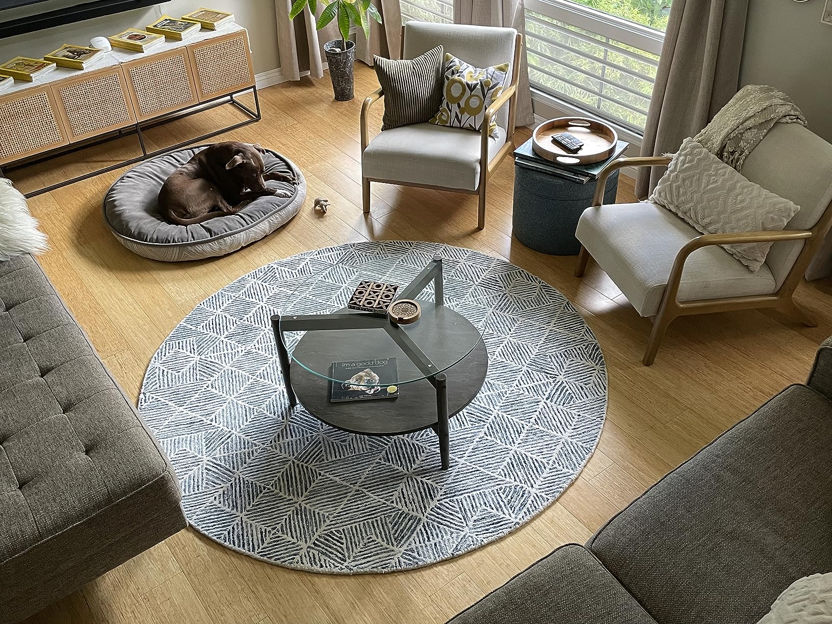 SAFAVIEH Abstract Collection Area Rug - 9' x 12', Gold & Ivory, Geometric Design, Handmade Wool, Ideal for The Living Room, Bedroom, Dining Room (ABT763D-9) customer photo 2