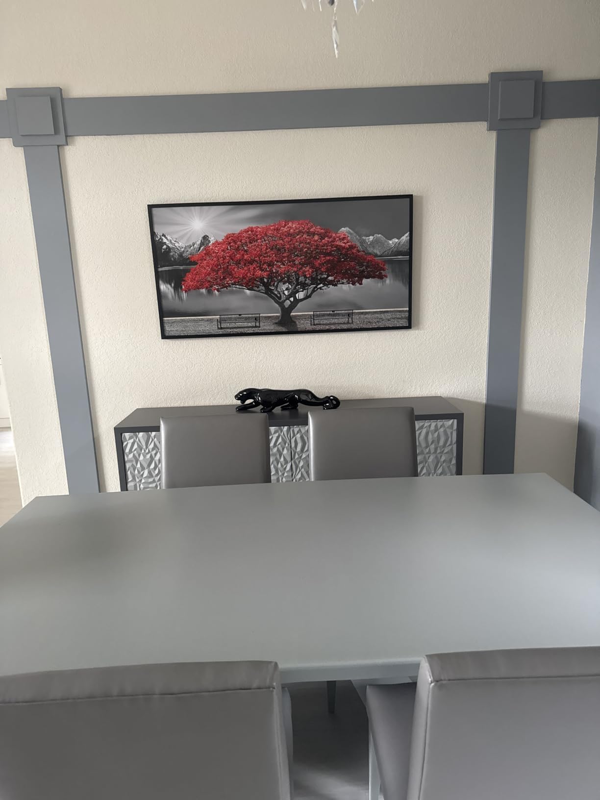 Mofutinpo Black and Blue Wall Art Decor - Abstract Canvas Wall Art for Living Room, Bedroom, Office - Modern Black and White Paintings,Blue and Grey Wall Decor, Artwork and Pictures for Wall 29×58 customer photo 1