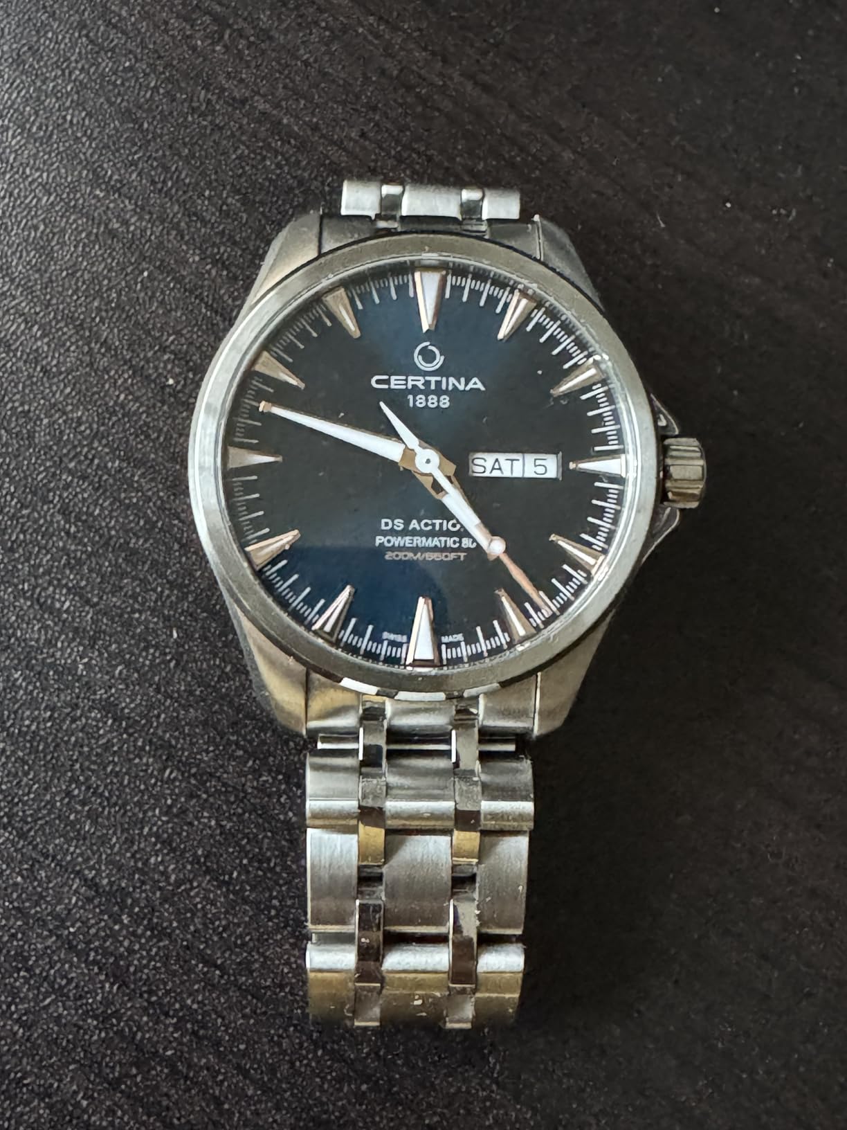 Certina Mens DS Action Day-Date Powermatic 80 Stainless Steel Swiss Automatic Watch Blue Plastic Band (C0324301804101) customer photo 1